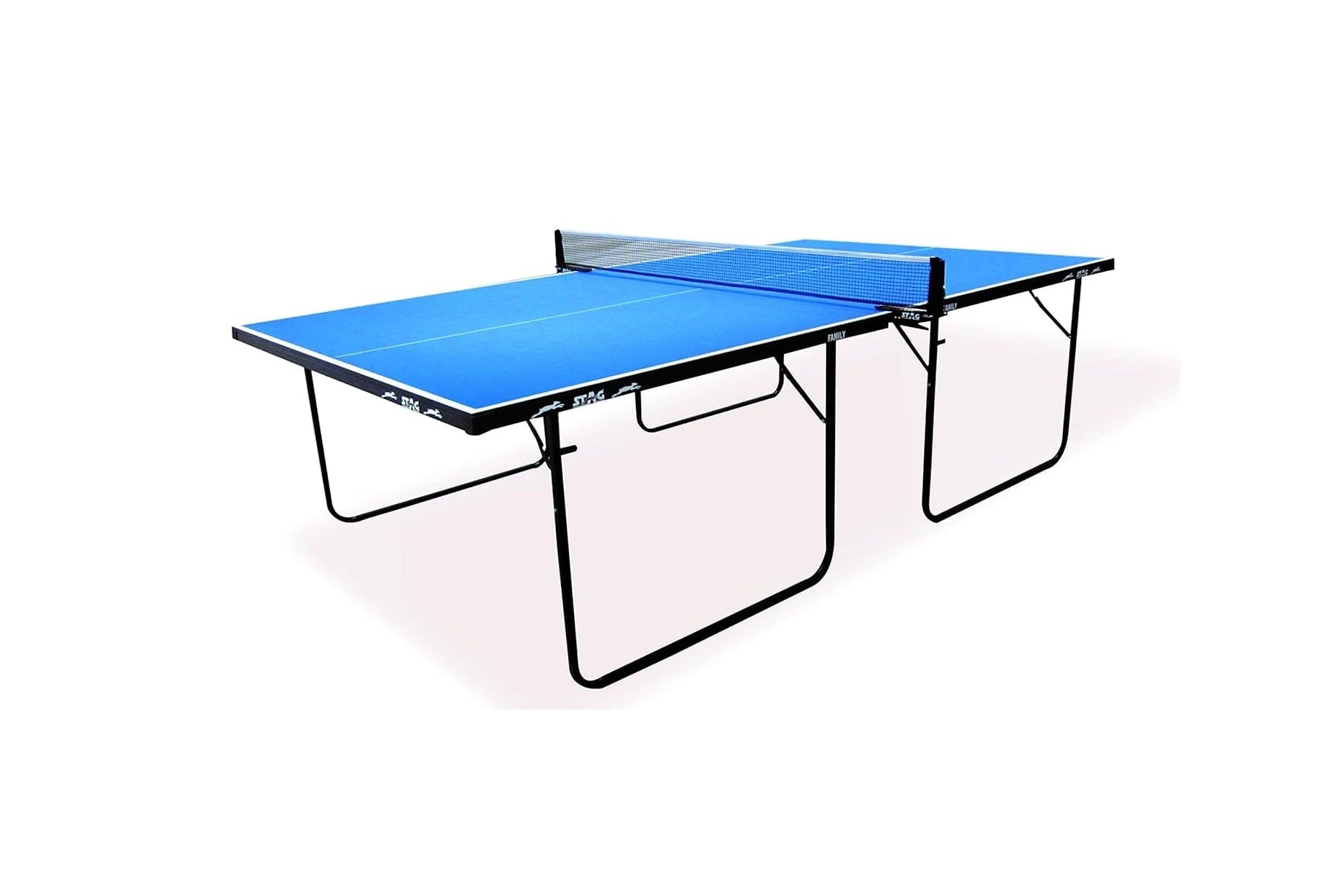STAG GLOBAL Family Series Table Tennis Table | Indoor T.T Table 16mm Blue Top With 2 TT Rackets, 6 Balls, 1 Table Cover & Clamp Net