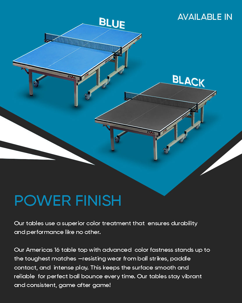 STAG GLOBAL Americas 16 Table Tennis Table 25mm Top (ITTF-Approved) Table with 2 TT Rackets, 6 Balls, 1 Table Cover & Clamp Net