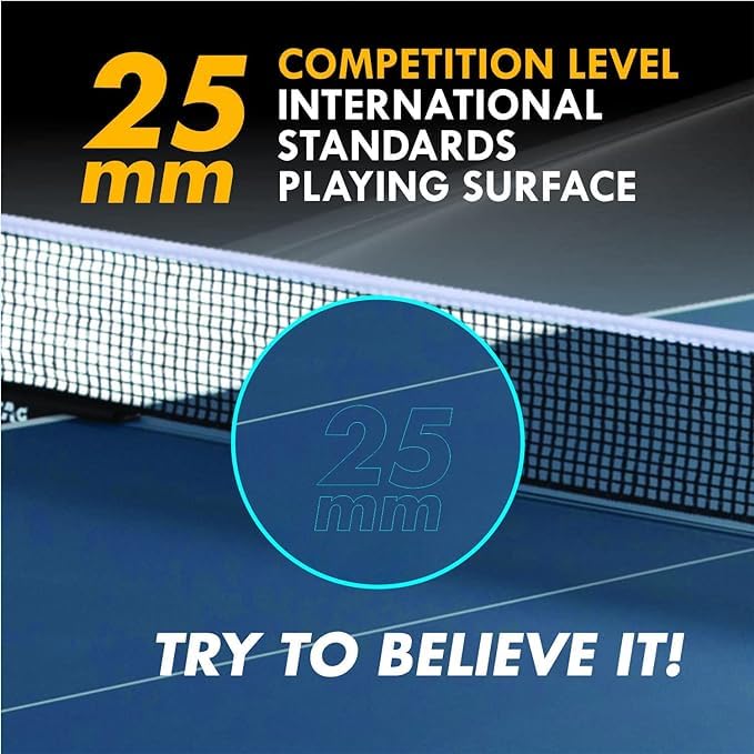 STAG GLOBAL Americas 16 Table Tennis Table 25mm Top (ITTF-Approved) Table with 2 TT Rackets, 6 Balls, 1 Table Cover & Clamp Net