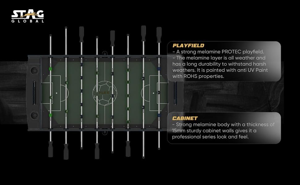 STAG GLOBAL Flex  Foosball Table | Premium Table Soccer for Kids | Adults with Cup Holders | Ideal for Home & Club