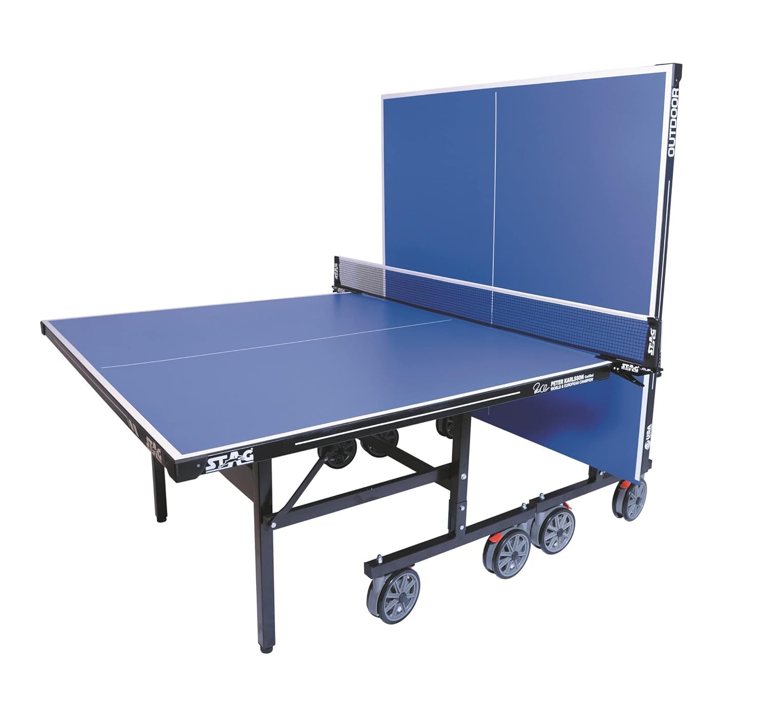 STAG GLOBAL Pacifica Outdoor Table Tennis Table Thickness 4 mm with 2 TT Rackets, 6 Balls, 1 Table Cover & Clamp Net