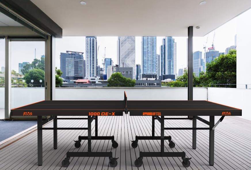 STAG GLOBAL 1000 DE-X Table Tennis Table  Full Size Professional Table with  1 Table Cover, 2 TT Rackets,  6 Balls, 1 Clamp Net