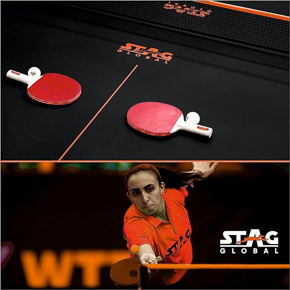 STAG GLOBAL Flex Series  Table Tennis  TT Table | Thickness 16,19,22,25 mm with 2 TT Rackets, 6 Balls, 1 Table Cover & Clamp Net