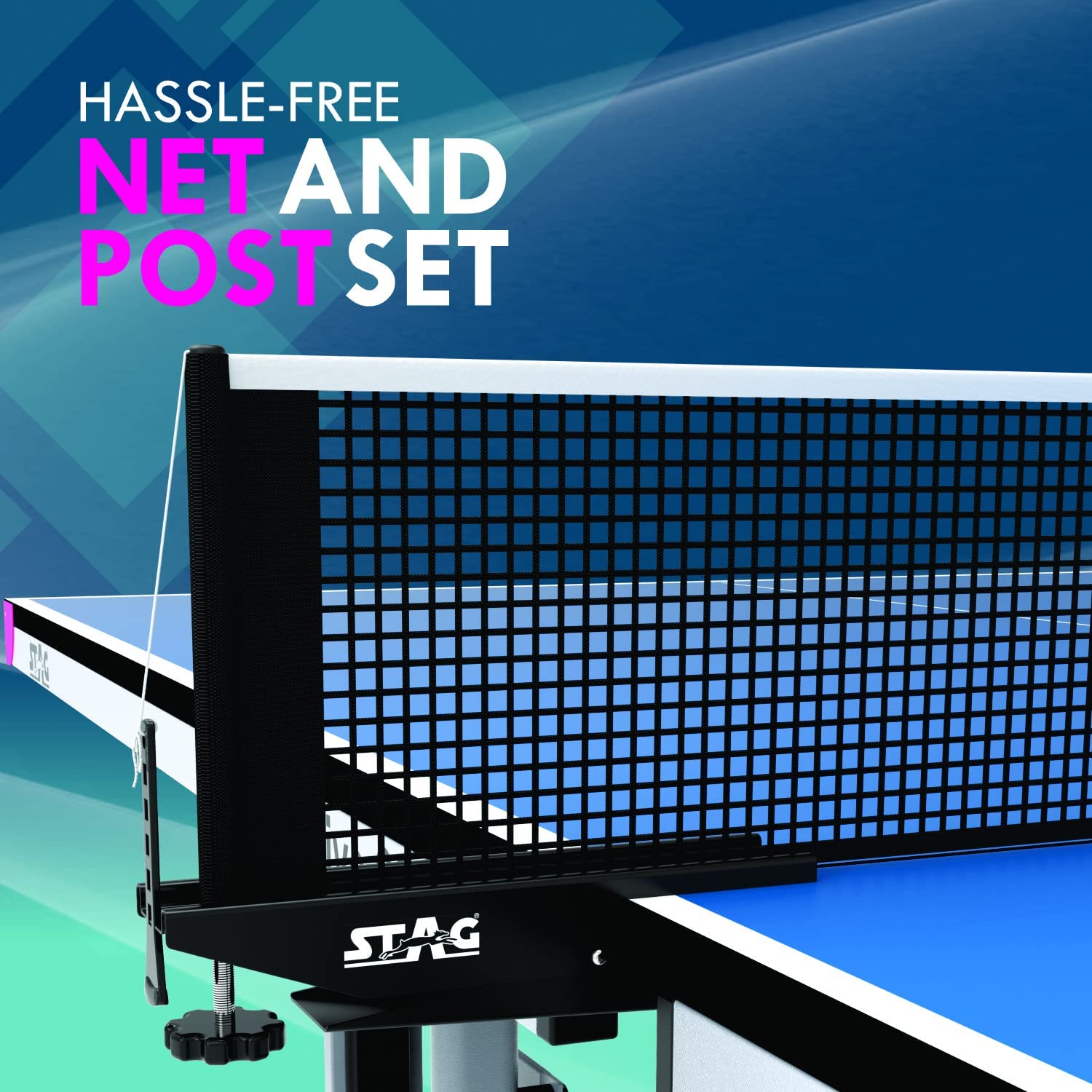 STAG GLOBAL Active Series Table Tennis Table (2025 Model) With 2 Racket, 6 Balls, Clamp Net, 1 Cover