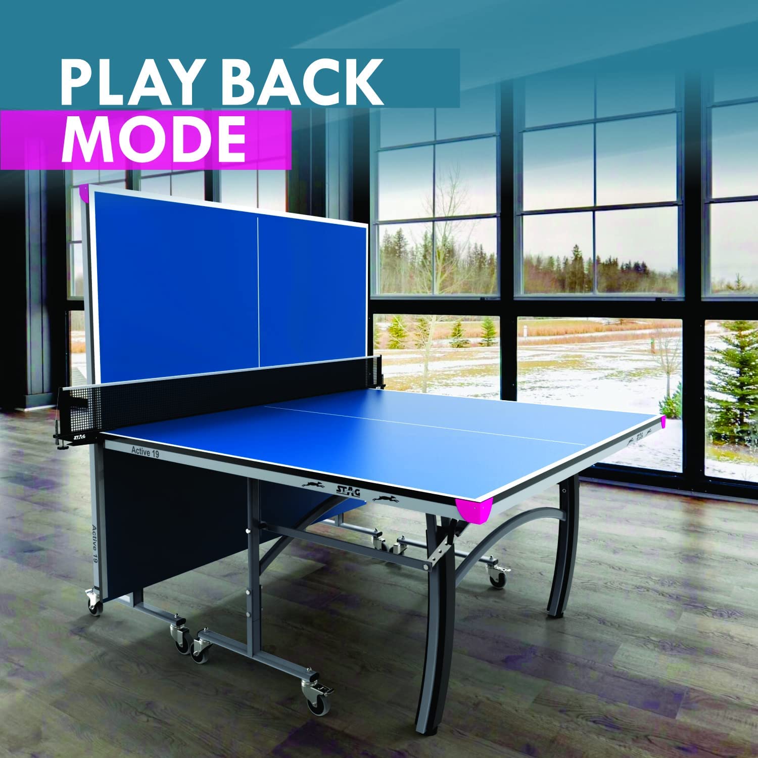 STAG GLOBAL Active Series Table Tennis Table (2025 Model) With 2 Racket, 6 Balls, Clamp Net, 1 Cover