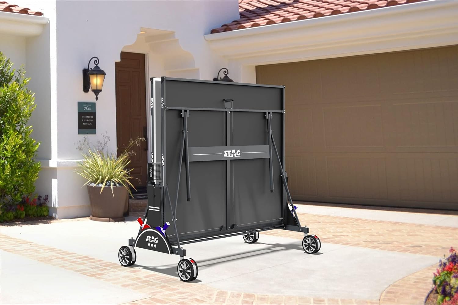 STAG GLOBAL Bali Outdoor Table Tennis Table 4mm top Thickness with 2 TT Rackets, 6 Balls, 1 Table Cover & Clamp Net