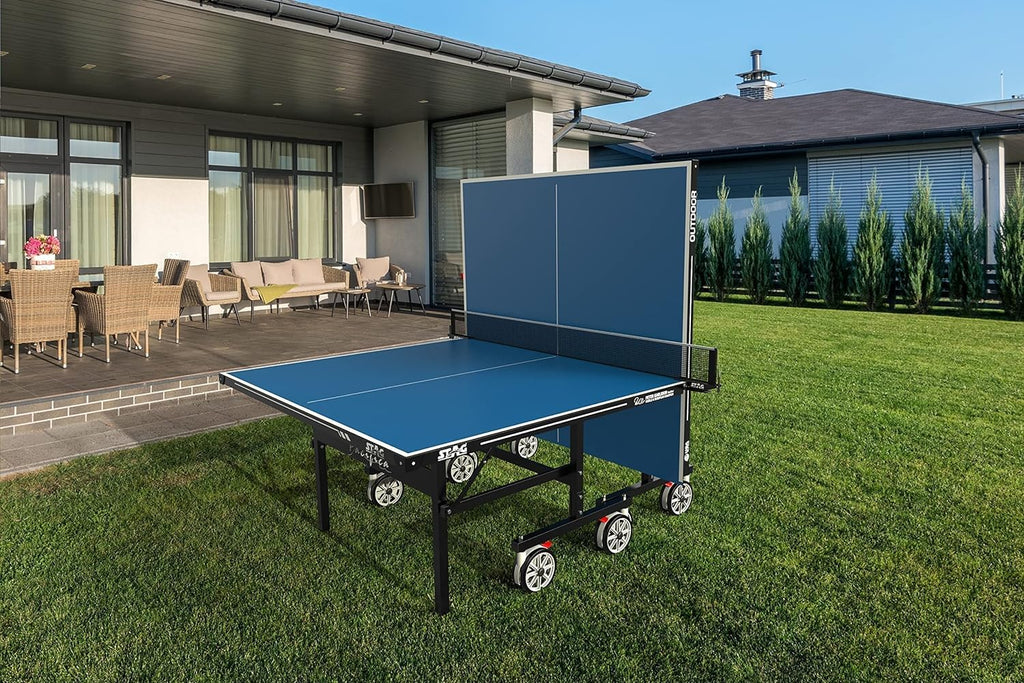 STAG GLOBAL Pacifica Outdoor Table Tennis Table Thickness 4 mm with 2 TT Rackets, 6 Balls, 1 Table Cover & Clamp Net