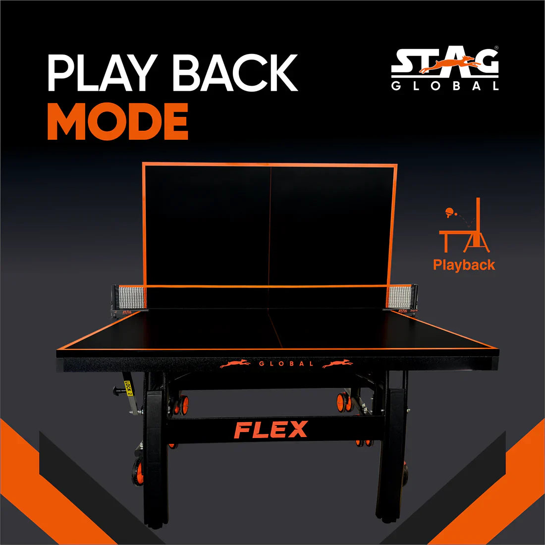 STAG GLOBAL Flex Series  Table Tennis  TT Table | Thickness 16,19,22,25 mm with 2 TT Rackets, 6 Balls, 1 Table Cover & Clamp Net