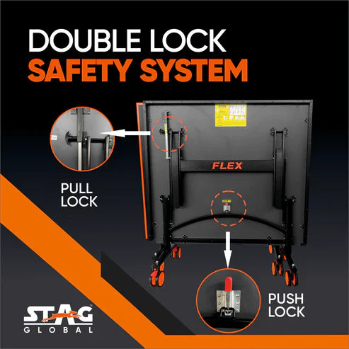 STAG GLOBAL Flex Series  Table Tennis  TT Table | Thickness 16,19,22,25 mm with 2 TT Rackets, 6 Balls, 1 Table Cover & Clamp Net