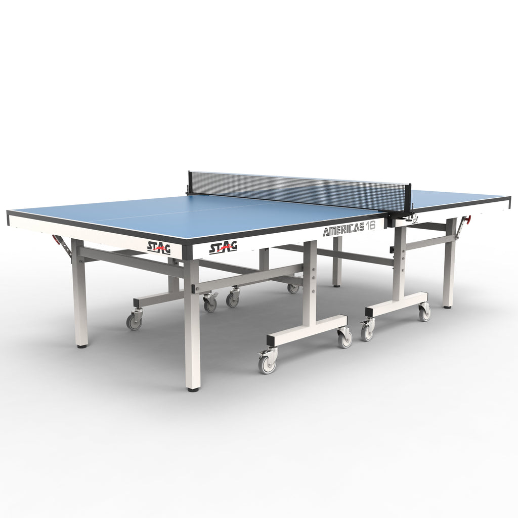 STAG GLOBAL Americas 16 Table Tennis Table 25mm Top (ITTF-Approved) Table with 2 TT Rackets, 6 Balls, 1 Table Cover & Clamp Net