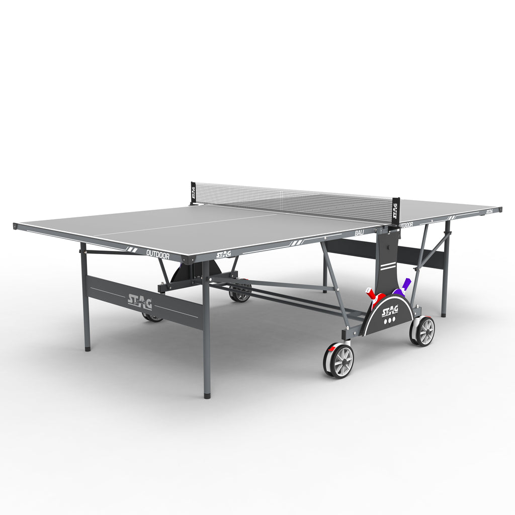 STAG GLOBAL Bali Outdoor Table Tennis Table 4mm top Thickness with 2 TT Rackets, 6 Balls, 1 Table Cover & Clamp Net