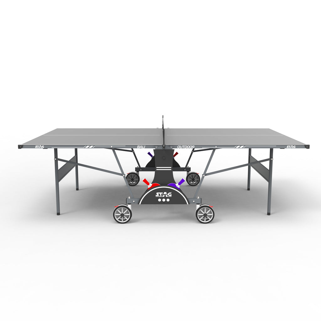 STAG GLOBAL Bali Outdoor Table Tennis Table 4mm top Thickness with 2 TT Rackets, 6 Balls, 1 Table Cover & Clamp Net