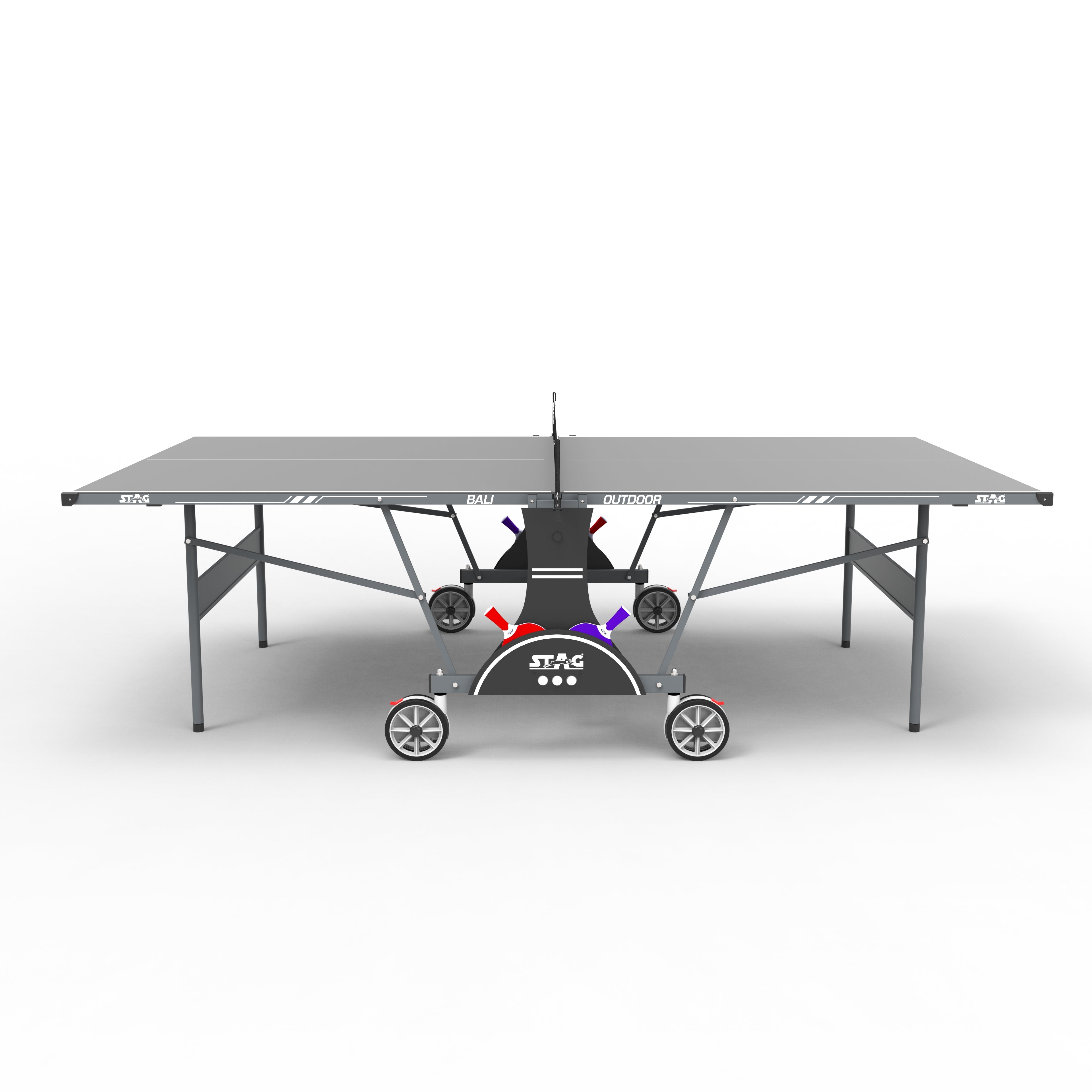 STAG GLOBAL Bali Outdoor Table Tennis Table 4mm top Thickness with 2 TT Rackets, 6 Balls, 1 Table Cover & Clamp Net