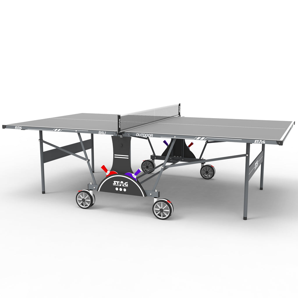 STAG GLOBAL Bali Outdoor Table Tennis Table 4mm top Thickness with 2 TT Rackets, 6 Balls, 1 Table Cover & Clamp Net