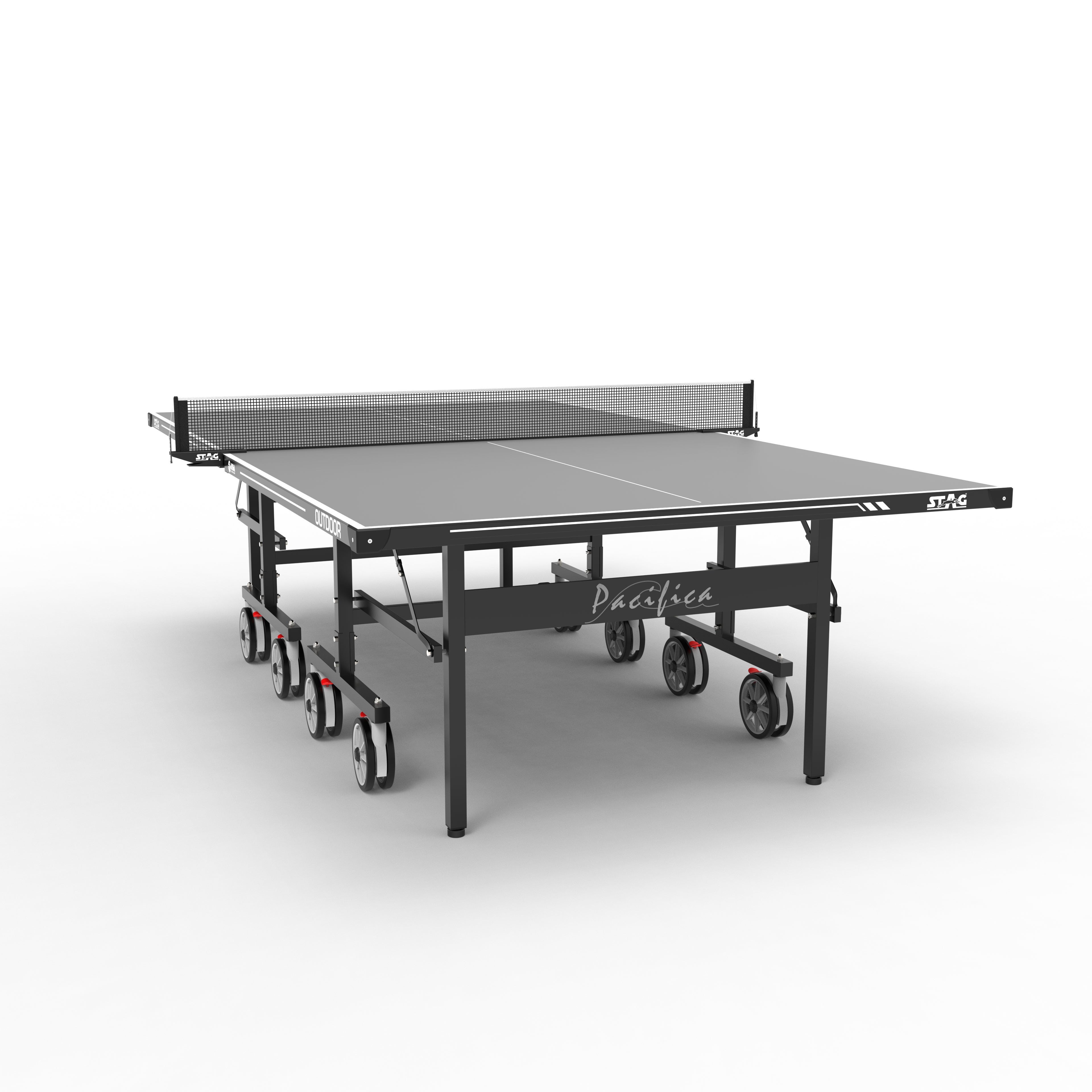 STAG GLOBAL Pacifica Outdoor Table Tennis Table Thickness 4 mm with 2 TT Rackets, 6 Balls, 1 Table Cover & Clamp Net
