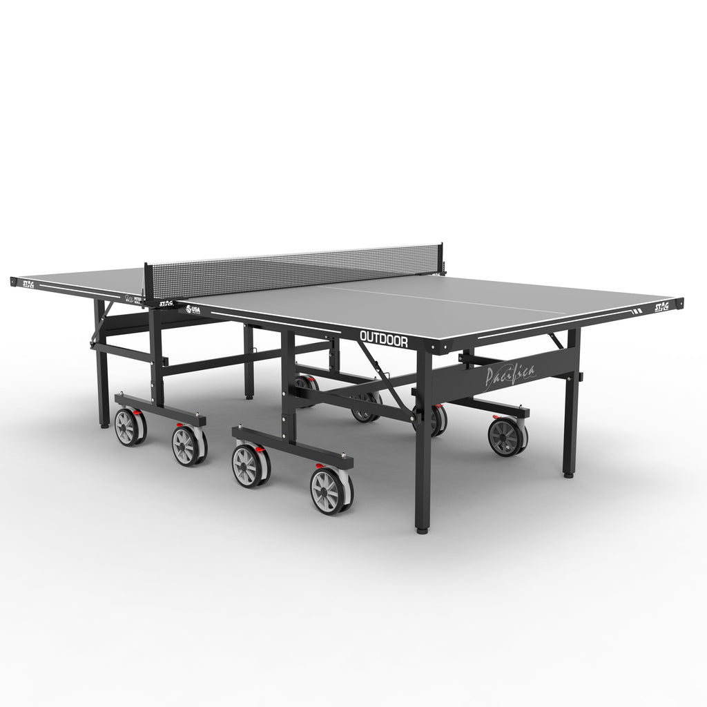STAG GLOBAL Pacifica Outdoor Table Tennis Table Thickness 4 mm with 2 TT Rackets, 6 Balls, 1 Table Cover & Clamp Net