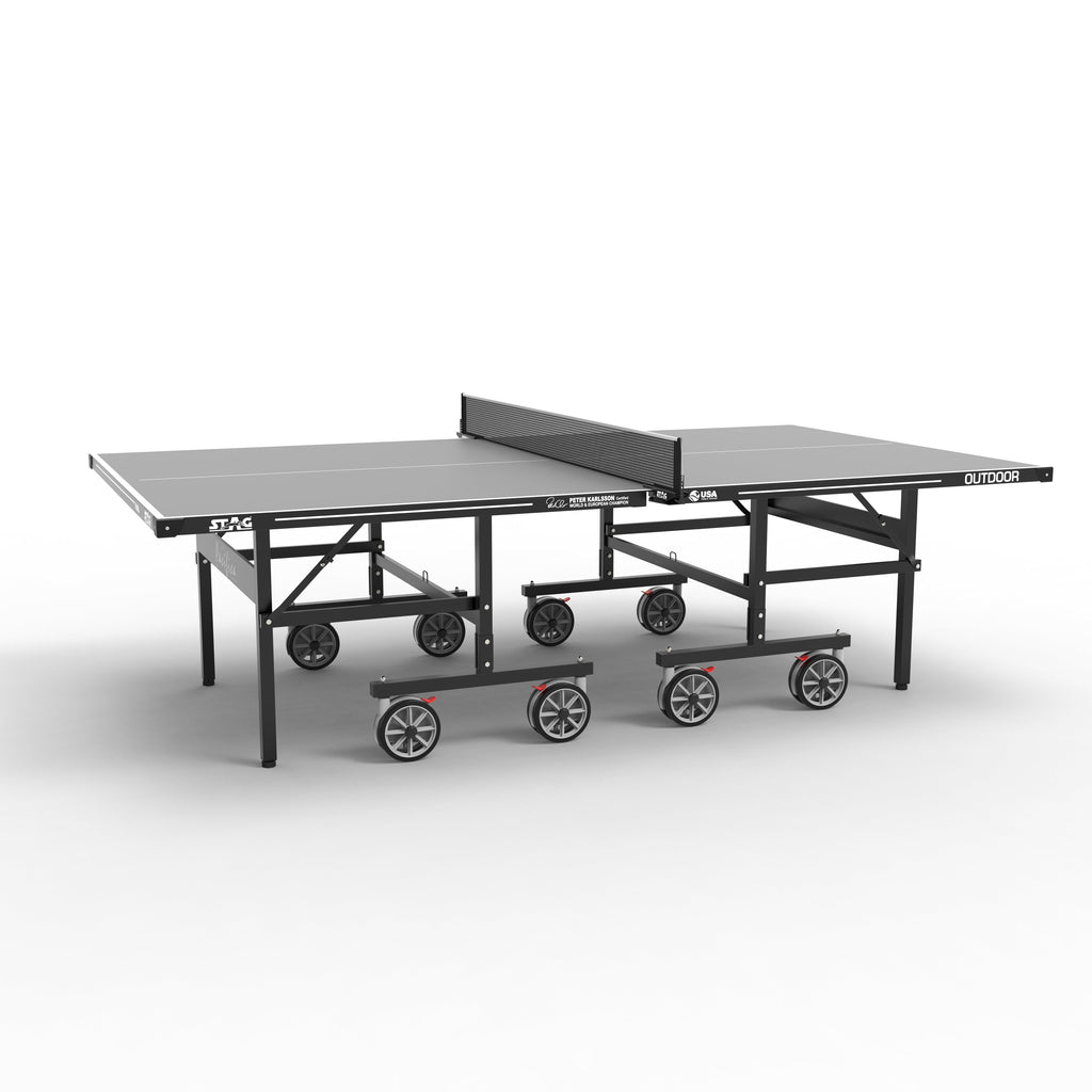 STAG GLOBAL Pacifica Outdoor Table Tennis Table Thickness 4 mm with 2 TT Rackets, 6 Balls, 1 Table Cover & Clamp Net