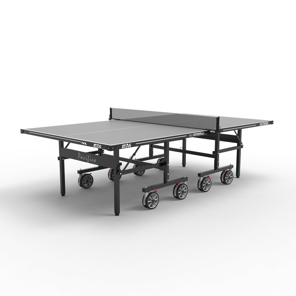 STAG GLOBAL Pacifica Outdoor Table Tennis Table Thickness 4 mm with 2 TT Rackets, 6 Balls, 1 Table Cover & Clamp Net