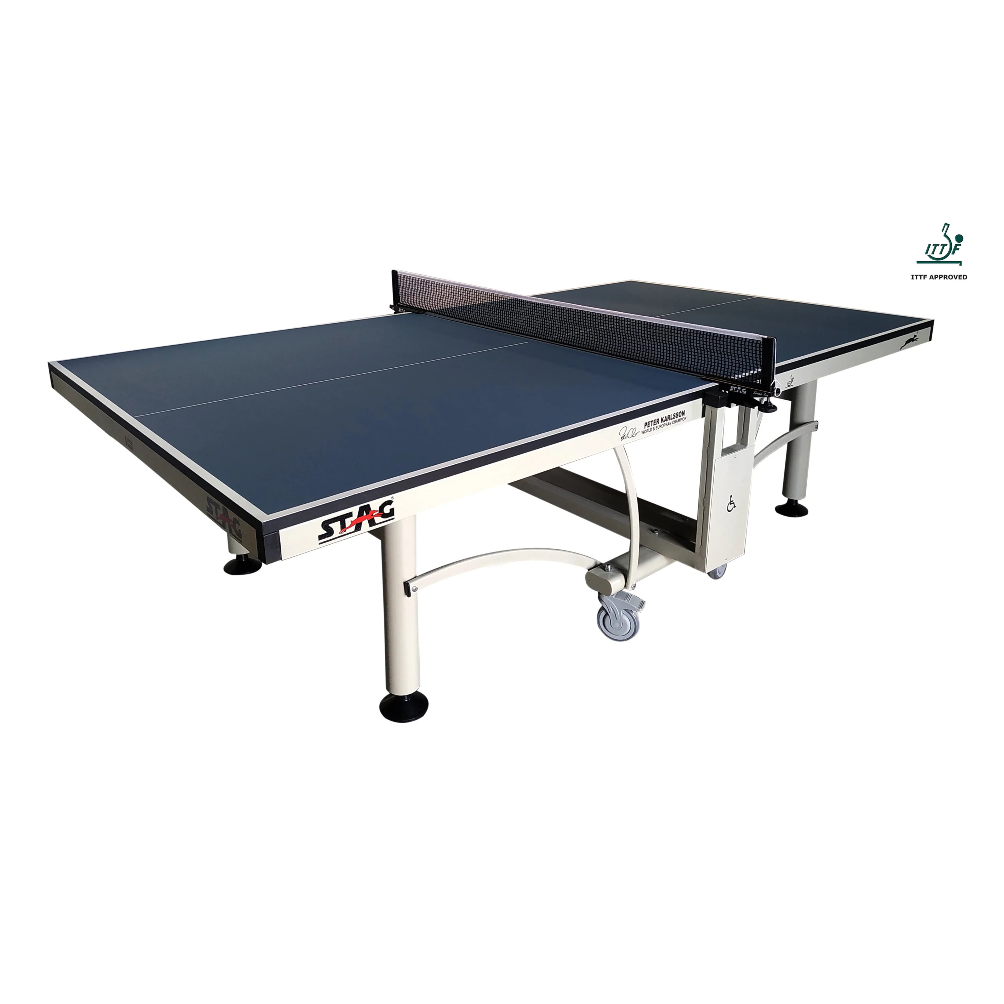 STAG GLOBAL Peter Karlsson Table Tennis Table |  High Level Competition TT Table | with 2 TT Rackets | 6 Balls | 1 Table Cover | Clamp Net