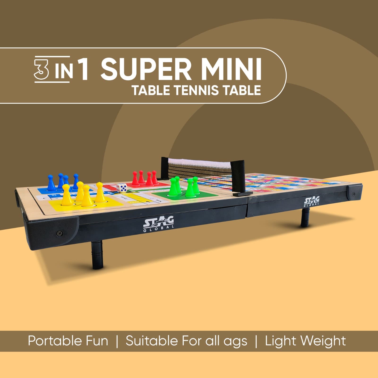 STAG GLOBAL Super Mini Table Tennis Set – Compact & Portable Fun Anywhere, Anytime