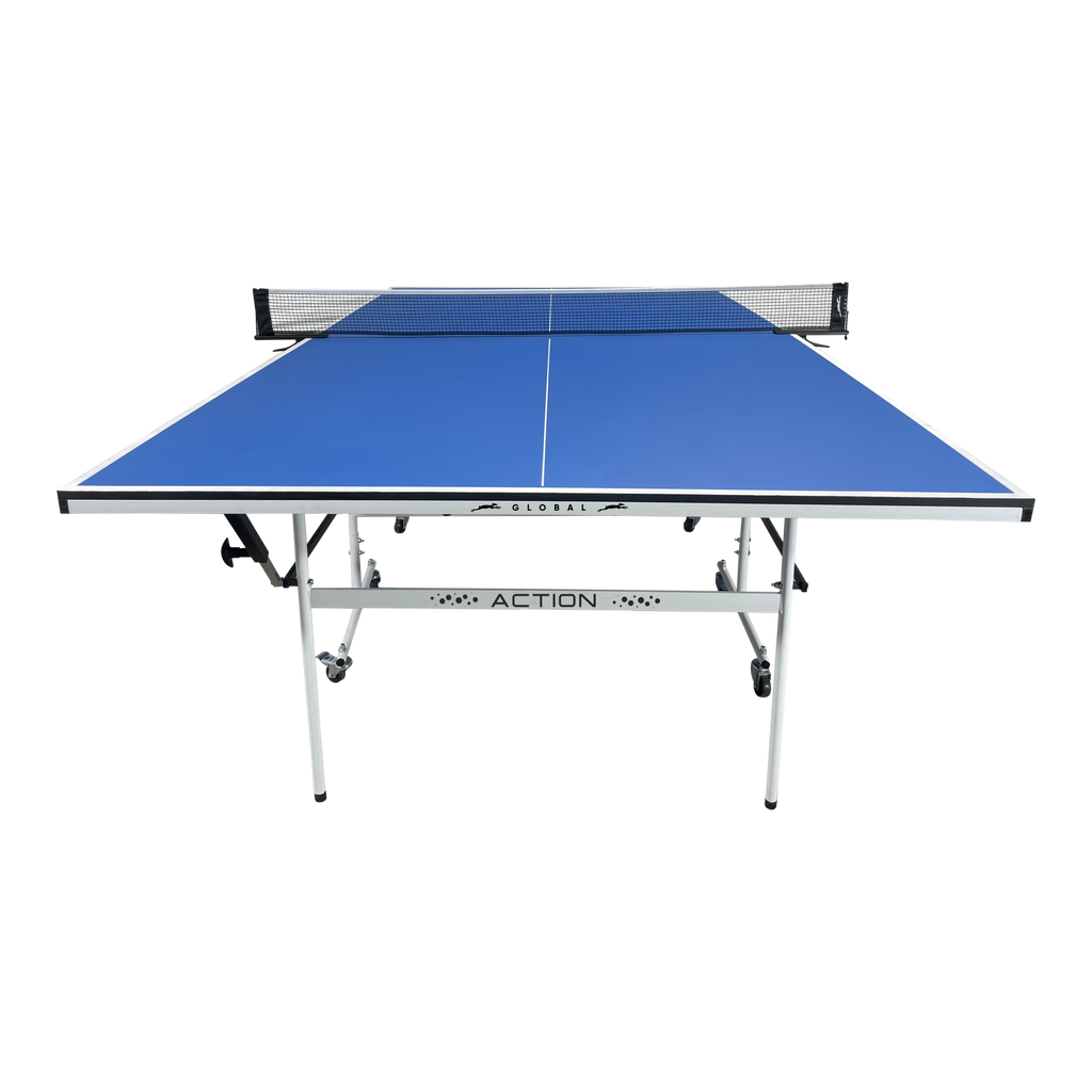 STAG GLOBAL Action Table Tennis Table Blue Top ,Thickness 16mm with 1 Table Cover, 2 TT Rackets, 6 Balls, 1 Clamp Net